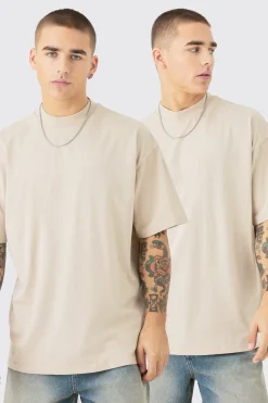 2 Pack Oversized Heavy Weight T-shirt | BoohooMAN UK