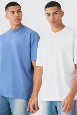 2 Pack Oversized Heavyweight T-shirts | BoohooMAN UK