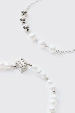 2 Pack Pearl And Dice Pendant Bracelets | BoohooMAN UK