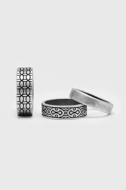 3 Pack Ring Set | BoohooMAN UK