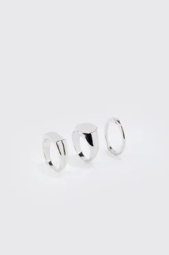 3 Pack Signet Rings | BoohooMAN UK