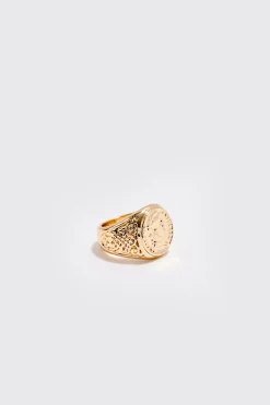 2 Pack Signet Rings In Gold | BoohooMAN UK