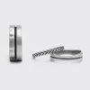 3 Pack Silver Ring Set With Stripe Detail | BoohooMAN UK