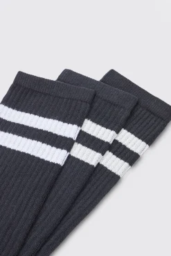 3 Pack Sport Stripe Socks | BoohooMAN UK