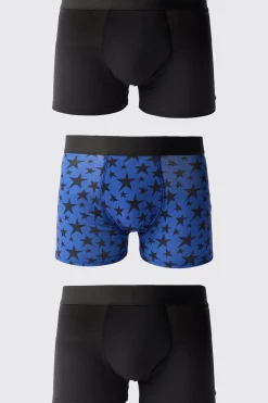 3 Pack Star Printed Boxers | BoohooMAN UK