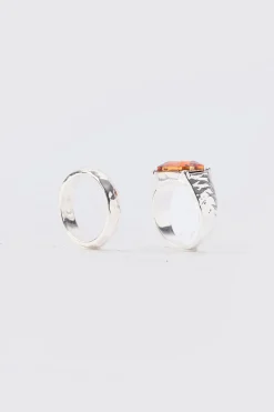 2 Pack Stone Rings In Silver | BoohooMAN UK