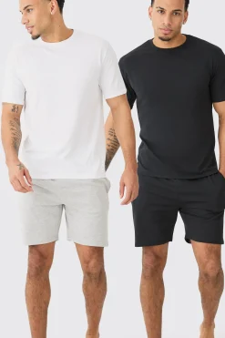 2 Pack T-shirt & Short Lounge Set | BoohooMAN UK