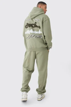 1/4 Zip Oversized Towelling Applique Tracksuit | BoohooMAN UK