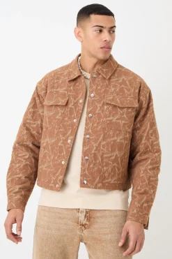 Abstract Patterned Boxy Jacket | BoohooMAN UK