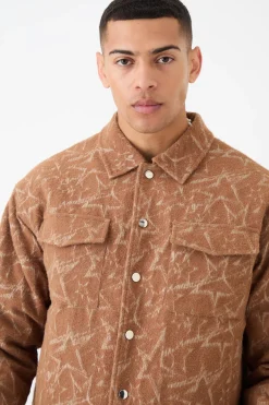 Abstract Patterned Boxy Jacket | BoohooMAN UK