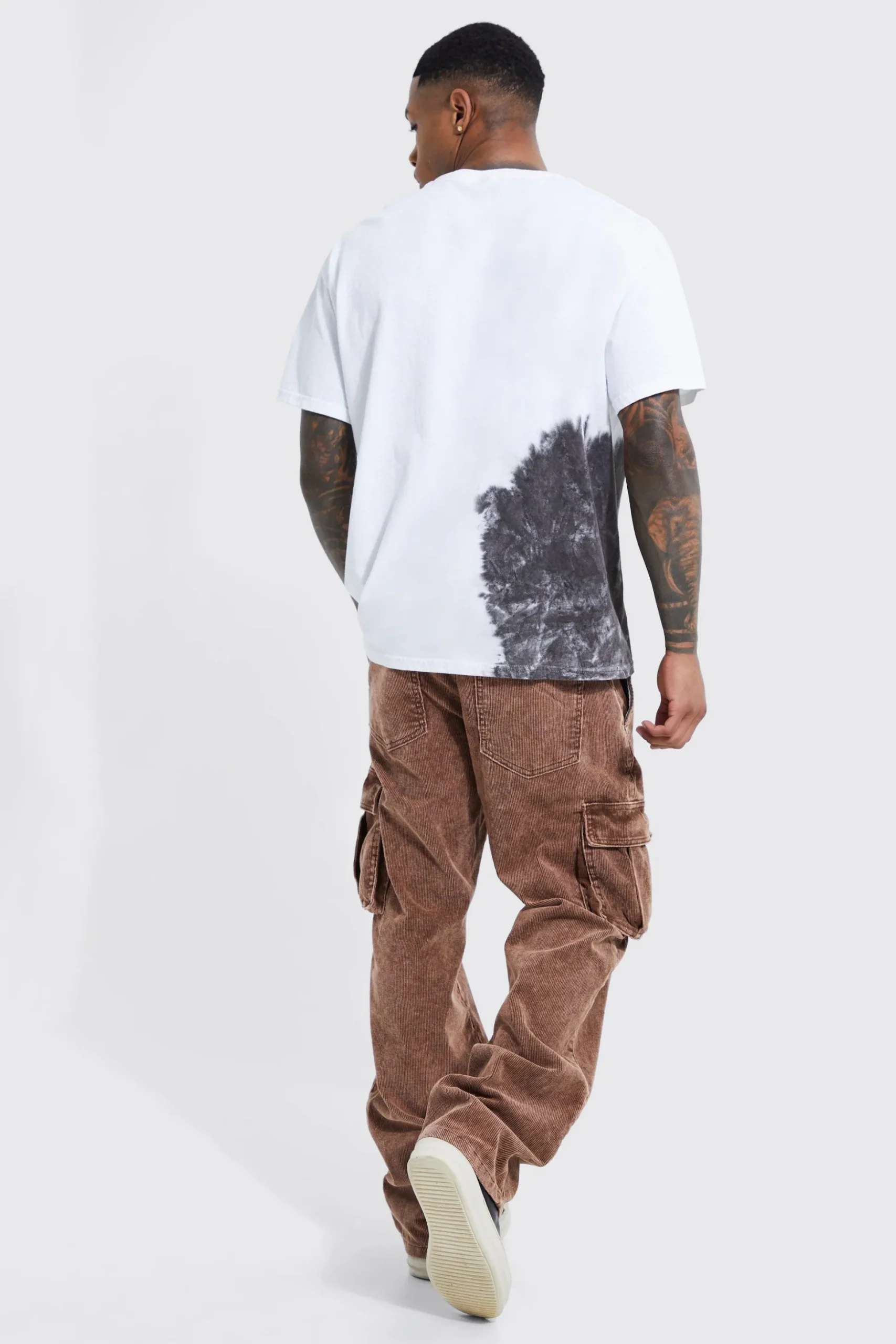 Acid Wash Relaxed Cord Cargo Trouser | BoohooMAN UK
