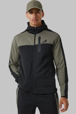Active Colour Block Funnel Hooded Tracksuit | BoohooMAN UK