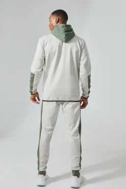 Active Colour Block Funnel Hooded Tracksuit | BoohooMAN UK