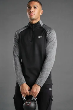 Active Gym Slim Fit Funnel Neck Track Gym Top | BoohooMAN UK