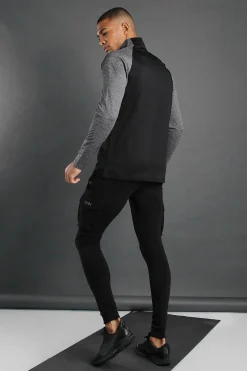 Active Gym Slim Fit Funnel Neck Track Gym Top | BoohooMAN UK