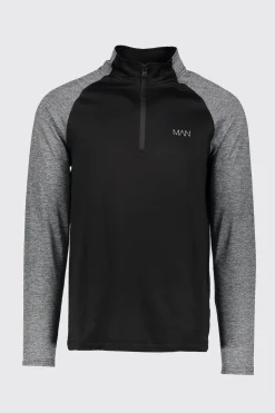 Active Gym Slim Fit Funnel Neck Track Gym Top | BoohooMAN UK