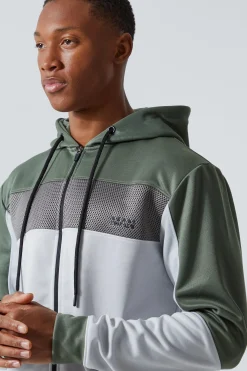 Active Mesh Panel Zip Through Tracksuit | BoohooMAN UK