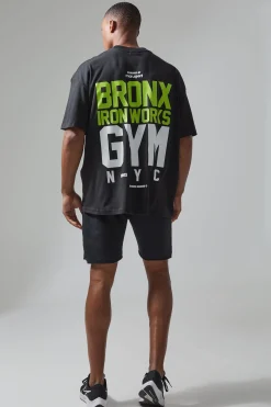 Active Oversized Extended Neck Bronx Gym Graphic T-shirt | BoohooMAN UK