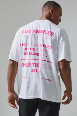 Active Oversized Extended Neck Back Print Slogan T-shirt | BoohooMAN UK