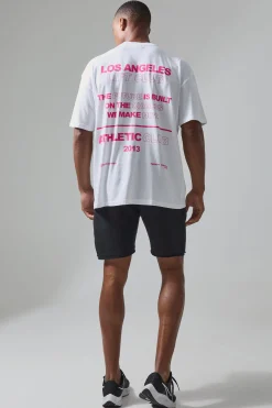 Active Oversized Extended Neck Back Print Slogan T-shirt | BoohooMAN UK