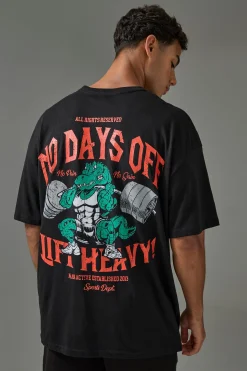 Active Oversized No Days Off Lift Heavy T-shirt | BoohooMAN UK