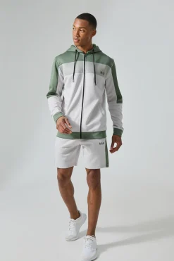 Active Scuba Mesh Panel Zip Through Short Tracksuit | BoohooMAN UK