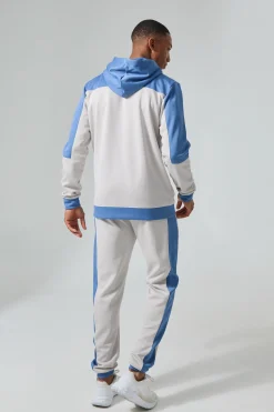 Active Scuba Mesh Panel Zip Through Tracksuit | BoohooMAN UK