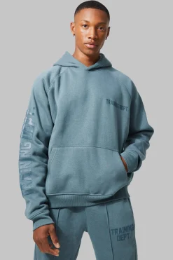 Active Training Dept Boxy Hooded Tracksuit | BoohooMAN UK
