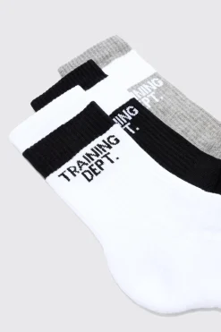 Active Training Dept Cushioned Crew 3 Pack Socks | BoohooMAN UK