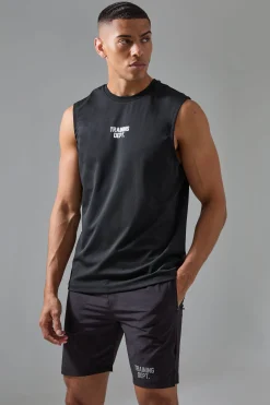 Active Training Dept Perforated Tank & Short Set | BoohooMAN UK