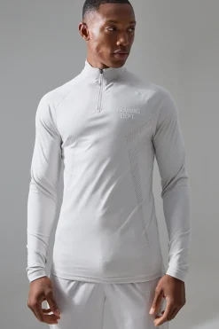 Active Training Dept Perforated Slim Fit 1/4 Zip Top | BoohooMAN UK