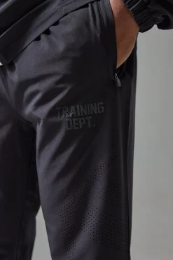 Active Training Dept Slim Woven Perforated Jogger | BoohooMAN UK