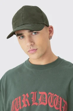 All Over Camo Print Cap In Green | BoohooMAN UK