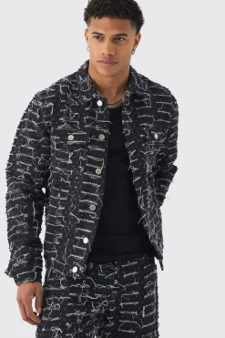 All Over Distressed Denim Jacket | BoohooMAN UK