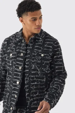 All Over Distressed Denim Jacket | BoohooMAN UK