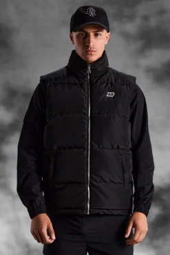 ArrDee Funnel Neck Quilted 13 Gilet | BoohooMAN UK