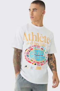 Athlete Printed T-Shirt | BoohooMAN UK