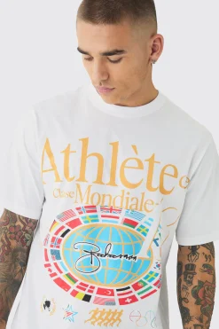 Athlete Printed T-Shirt | BoohooMAN UK