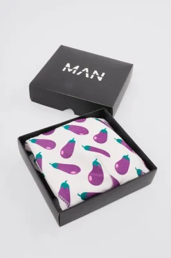 Aubergine Printed Boxers In Gift Box | BoohooMAN UK