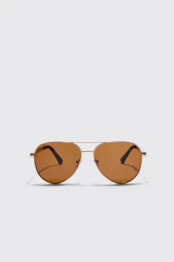 Aviator Matte Sunglasses | BoohooMAN UK