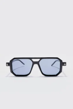 Aviator Sunglasses In Black | BoohooMAN UK