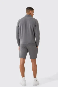 B Applique Funnel Neck Short Tracksuit | BoohooMAN UK