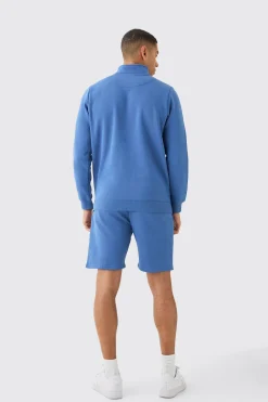 B Applique Funnel Neck Short Tracksuit | BoohooMAN UK