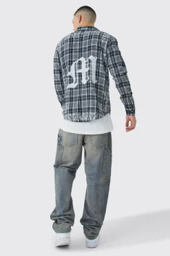 Back Printed Bandana Check Shirt | BoohooMAN UK