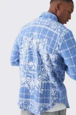 Back Printed Bandana Check Shirt | BoohooMAN UK