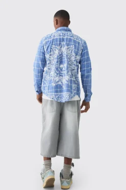 Back Printed Bandana Check Shirt | BoohooMAN UK