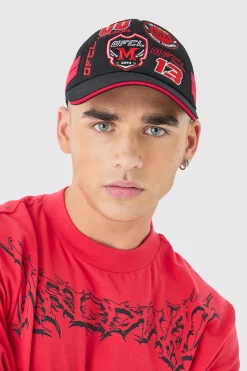 Badge Foam Trucker Cap In Red | BoohooMAN UK