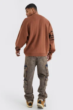 Baggy Fit Acid Wash Cargo Jeans | BoohooMAN UK