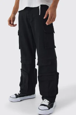 Baggy Fit Cargo Zip Off Jeans | BoohooMAN UK