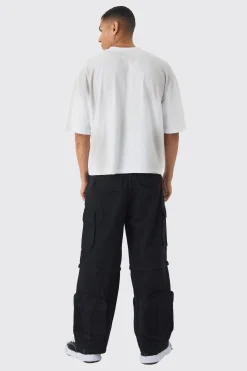 Baggy Fit Cargo Zip Off Jeans | BoohooMAN UK